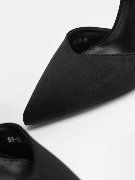 Pointed Toe Black Heels with Strap
