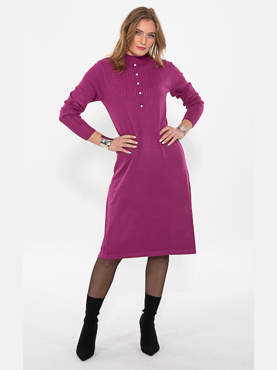 Korinas Fashion Midi Dress Knitted Purple