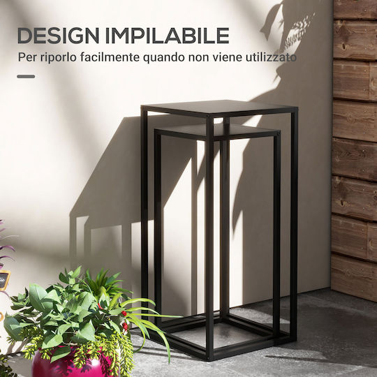 Outsunny Plant Holder Ανθοστήλες Μαύρες 2τμχ