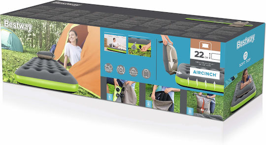 Bestway Aufblasbare Camping-Luftmatratze Einzel mit integrierter Handpumpe 188x99x22cm Grau