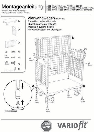 Variofit Transport-Wagen for Load Weight up to 500kg in Gray Color