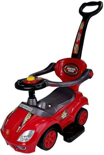 Lean Toys Мега Количка Езда На С Ръкохватка За Родител За 12+ Месеца Червена