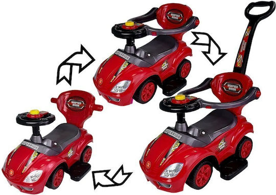 Lean Toys Мега Количка Езда На С Ръкохватка За Родител За 12+ Месеца Червена