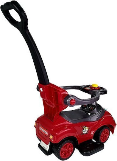 Lean Toys Мега Количка Езда На С Ръкохватка За Родител За 12+ Месеца Червена