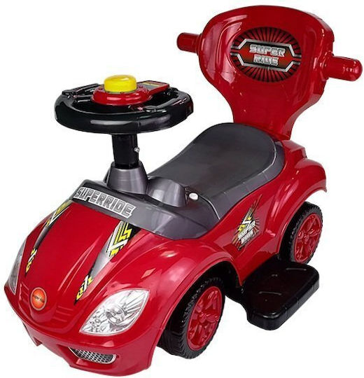 Lean Toys Мега Количка Езда На С Ръкохватка За Родител За 12+ Месеца Червена