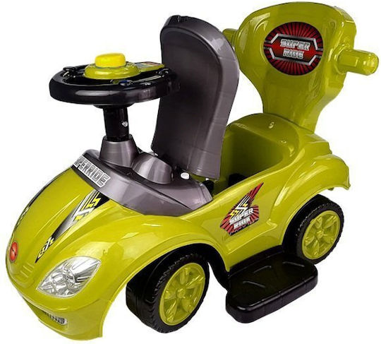 Lean Toys Mega Car Baby Push Walker Ride On with Parental Handle for 12+ Months Yellow
