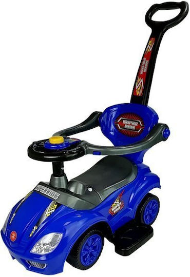 Lean Toys Mașină Ride On Cu Mâner Pentru Părinți Pentru 12+ Luni Albastră