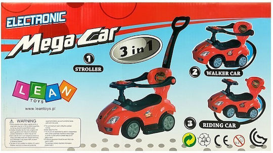 Lean Toys Мега Количка Езда На С Ръкохватка За Родител За 12+ Месеца Розова