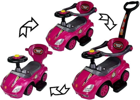 Lean Toys Мега Количка Езда На С Ръкохватка За Родител За 12+ Месеца Розова