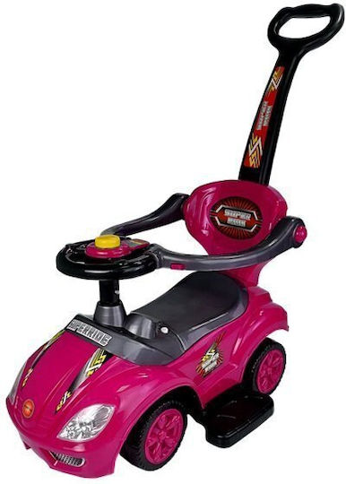 Lean Toys Мега Количка Езда На С Ръкохватка За Родител За 12+ Месеца Розова