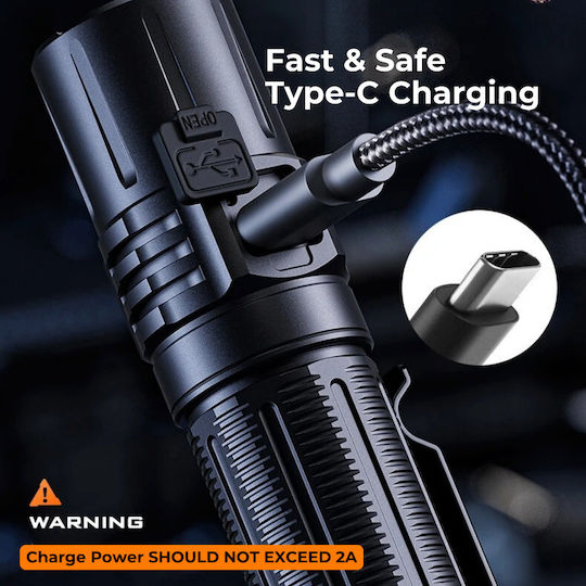 Ledholics Rechargeable Flashlight LED IP54 with Maximum Brightness 1750lm