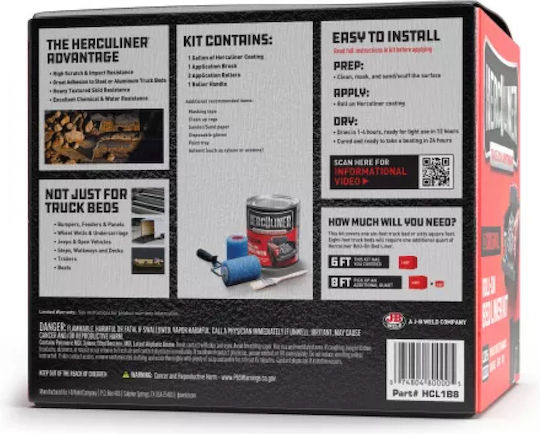 J-B WELD Herculiner Roll-On Bed Liner Kit Προστατευτικό Χρώμα Μαύρο 4kg HCL1B8