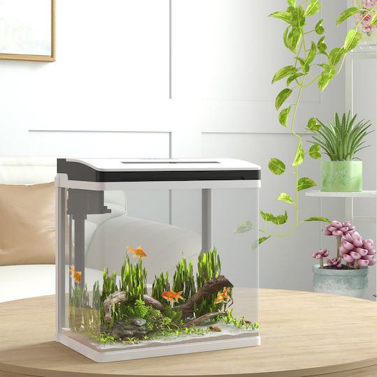 Pawhut Fish Aquarium Capacity 13L with Lighting 61x20x30.5cm White