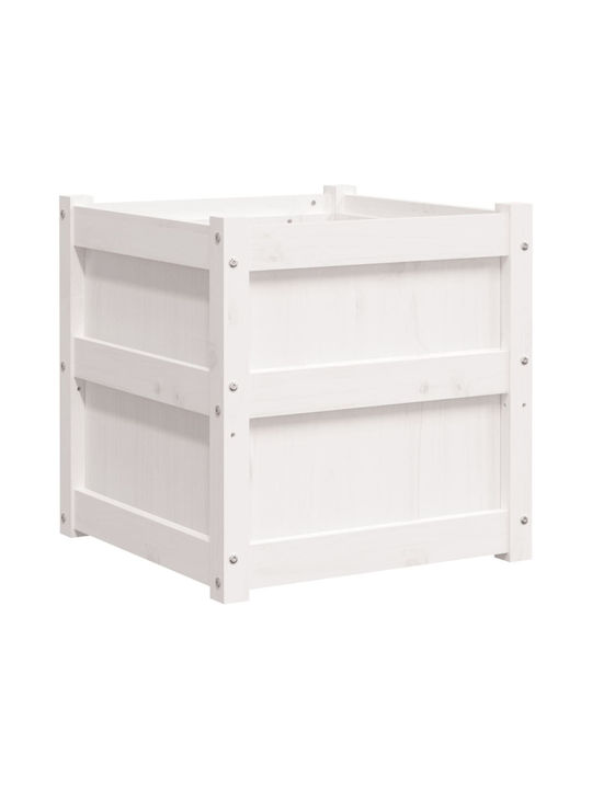 vidaXL Lemn masiv Planter Box Lemn Alb 50x50x50cm.