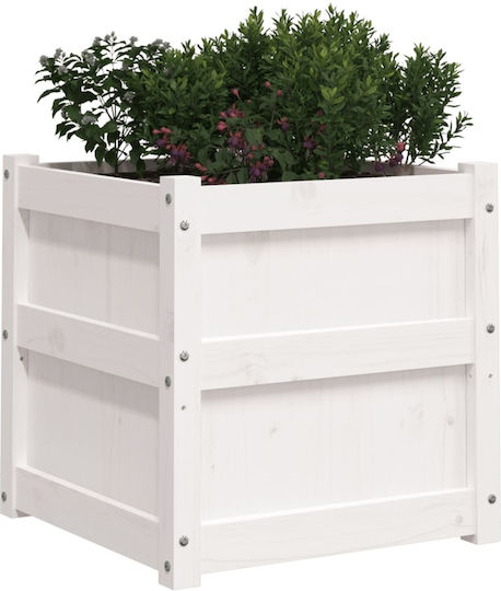vidaXL Solid Wood Planter Box Wooden White 50x50x50cm.