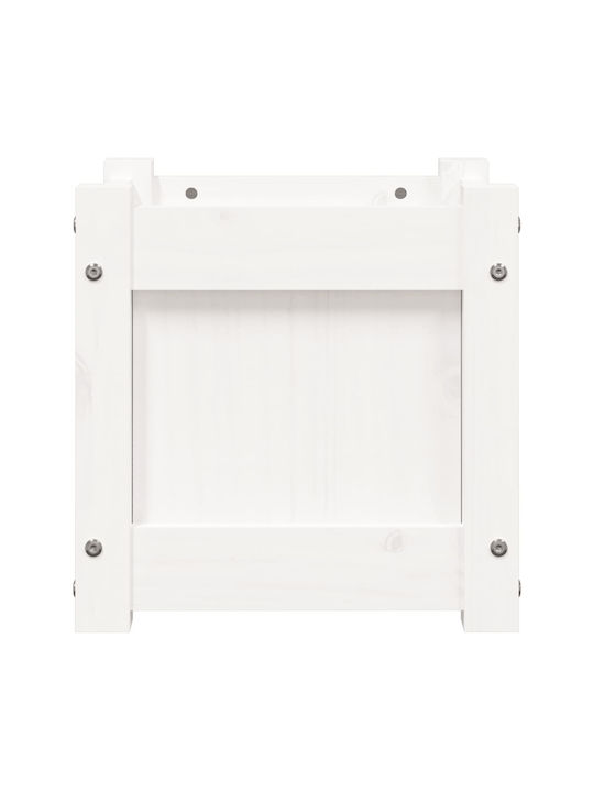 vidaXL Solid Wood Set 2 Planters Wooden White