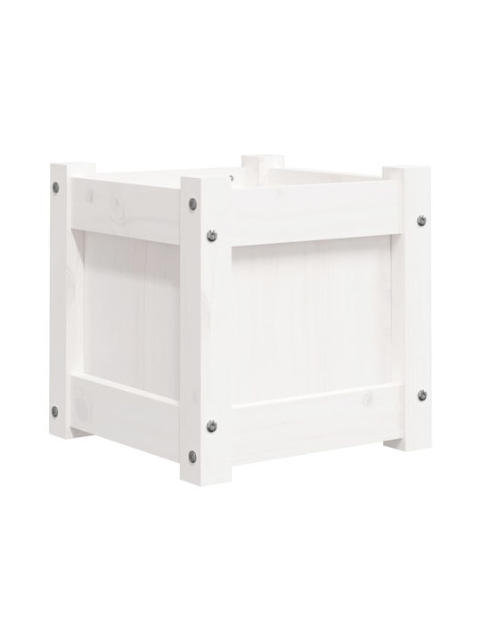 vidaXL Solid Wood Set 2 Planters Wooden White