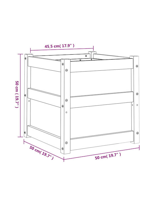 vidaXL Lemn masiv Planter Box Lemn Alb 50x50x50cm.