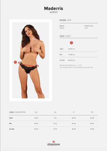 Obsessive Maderris Γυναικείο Sexy Slip με Δαντέλα Μαύρο