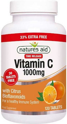 Natures Aid Vitamin C Time Release Vitamin for Immune System Boost 1000mg 120 tabs