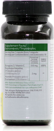 My Elements Vitamin C Βιταμίνη για Ενίσχυση του Ανοσοποιητικού, τo Δέρμα & Αντιοξειδωτική δράση 550mg Πορτοκάλι 30 κάψουλες