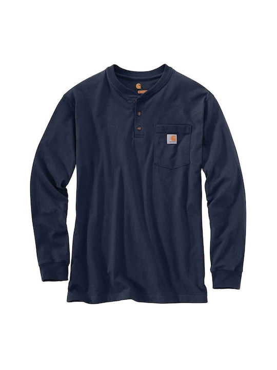 Carhartt Heavyweight Pulover Bărbătesc cu Mânecă Lungă cu butoane BLUE