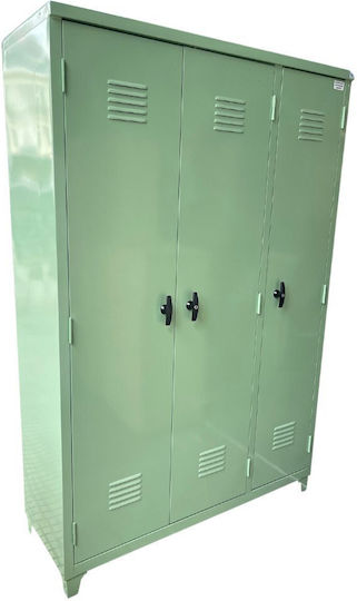 Three-Leaf Metallic Galvanized Cabinet with Locking Capability 175x45x120 cm