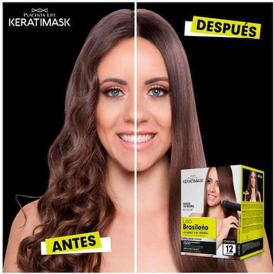 Be Natural Σετ Θεραπείας Κερατίνης για Ίσιωμα για Φριζαρισμένα Μαλλιά με Σαμπουάν, Μάσκα & Conditioner 6τμχ