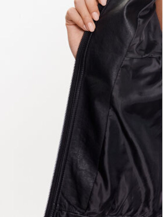 B.Younq Women's Short Biker Jacket for Winter Black.