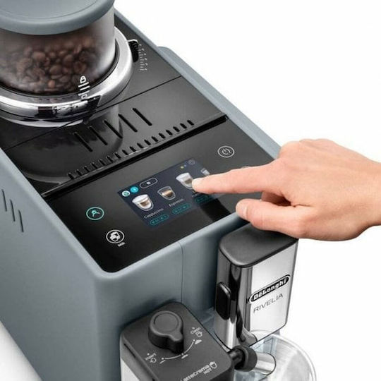 De'Longhi Rivelia Αυτόματη Μηχανή Espresso 1450W Πίεσης 19bar για Cappuccino με Μύλο Άλεσης Γκρι EXAM440.55.G