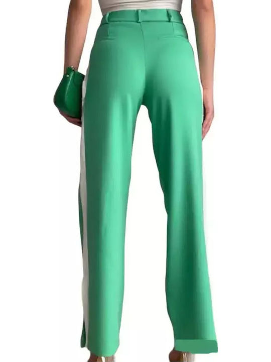Women's Fabric Trousers Striped Green
