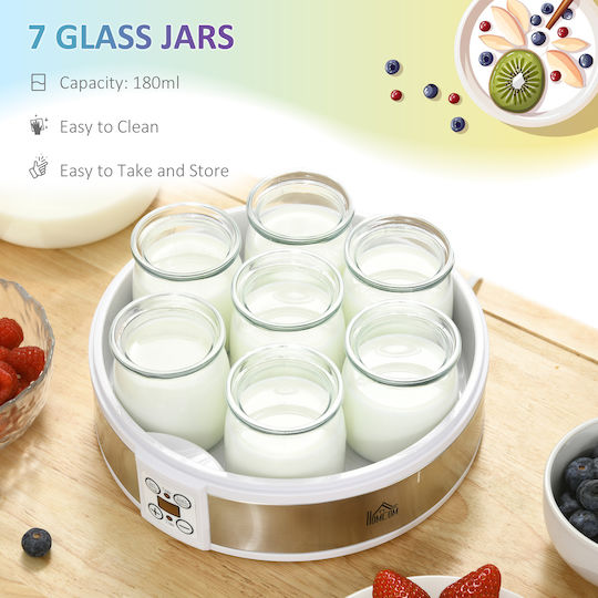HomCom Γιαουρτομηχανή 1.5lt Λευκή 20W