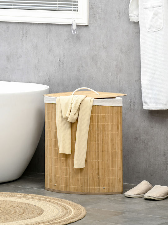 HomCom Wäschekorb aus Bamboo mit Deckel 38x38x57cm