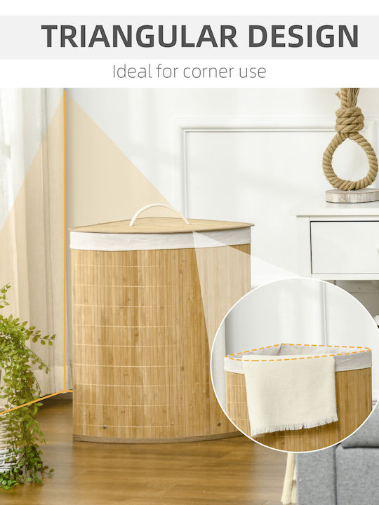 HomCom Laundry Basket Bamboo 55L with Cap 38x38x57cm