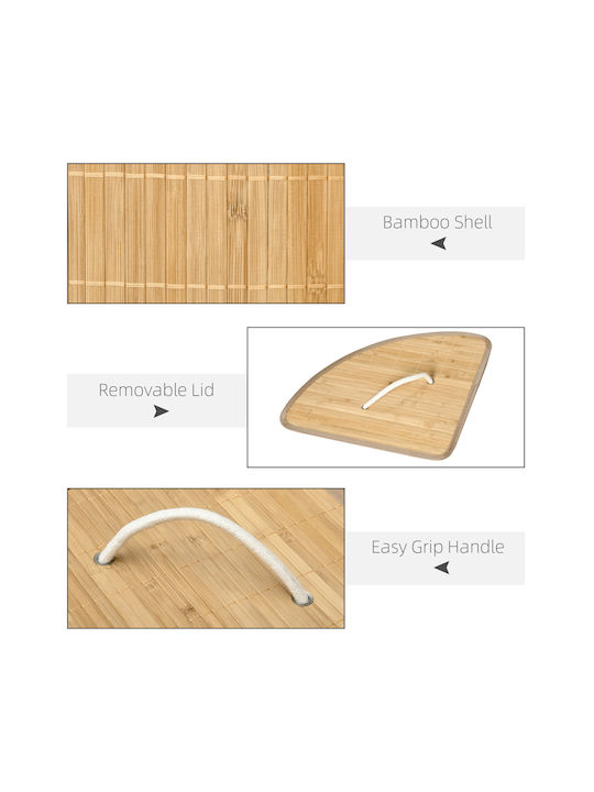 HomCom Laundry Basket Bamboo 55L with Cap 38x38x57cm