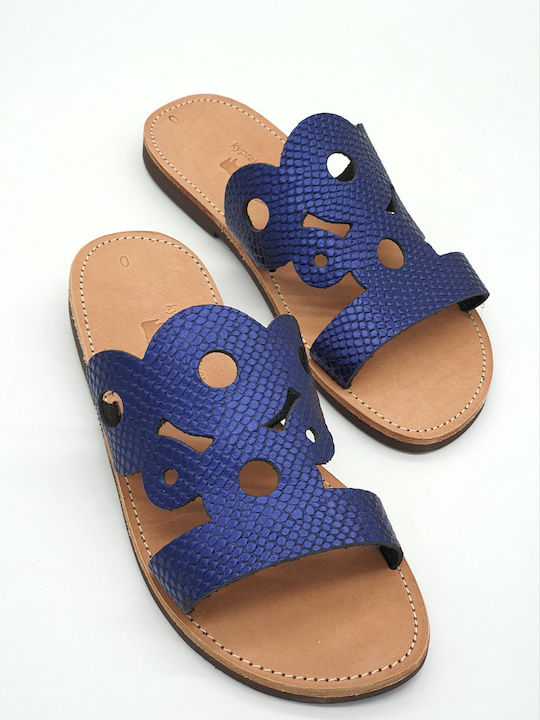 Kypraiosleather Handmade Leather Women's Sandals Blue