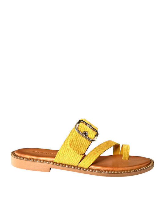 Sandale Casual Damă din Piele Galbene
