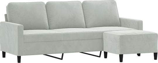 Canapea Cu Trei Locuri Din Catifea Gri 198x77x80cm