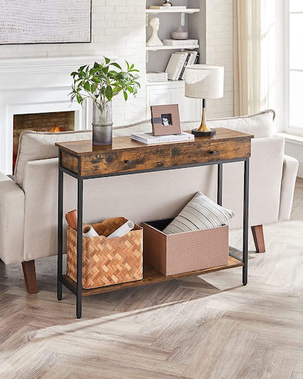 Console Table Wood & Metal Vintage Brown/Black L100xW30xH80cm