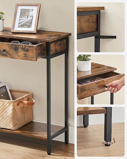 Console Table Wood & Metal Vintage Brown/Black L100xW30xH80cm