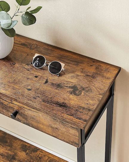 Console Table Wood & Metal Vintage Brown/Black L100xW30xH80cm