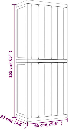 Δίφυλλη Ντουλάπα από Πολυπροπυλένιο 65x37x165εκ.