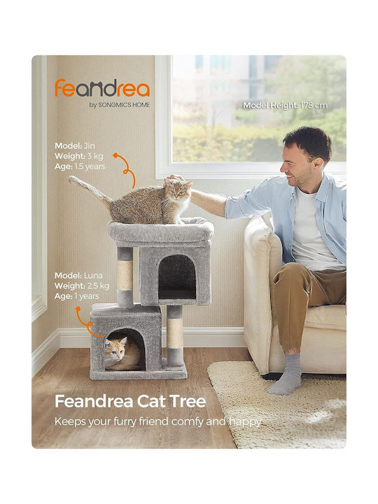 Feandrea Cat Scratching Post Cat Trees Gray 40x30x67cm.