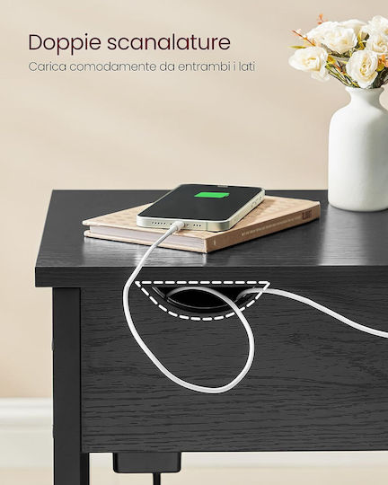 Rectangular Side Coffee Table Wooden Black Wood Effect W60xD31.5xH60cm