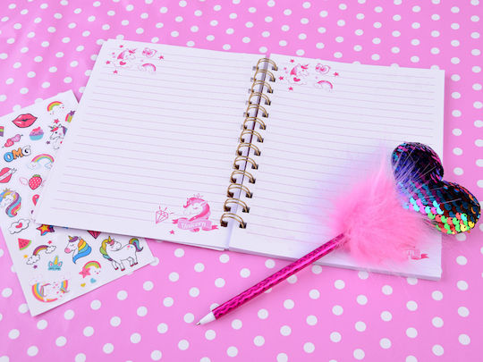 Jokomisiada Secret Diary Unicorn Notizbuch 120 Blätter mit leeren Seiten Gold