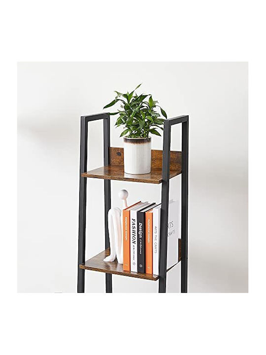 Rustic Brown and Black Bookcase 33.8x30x140cm