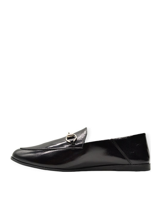 Lackleder Damen Mokassins in Schwarz Farbe