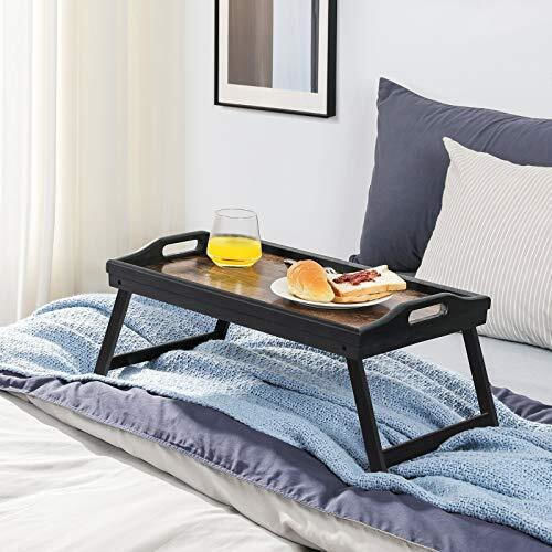 Songmics Bamboo Rectangular Bed Tray made of Bamboo with Handles in Brown Color 50x30x26cm LLD106B01 1pcs