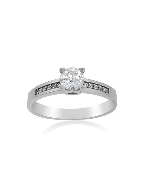 Antwnakakis Single Stone from White Gold 14K