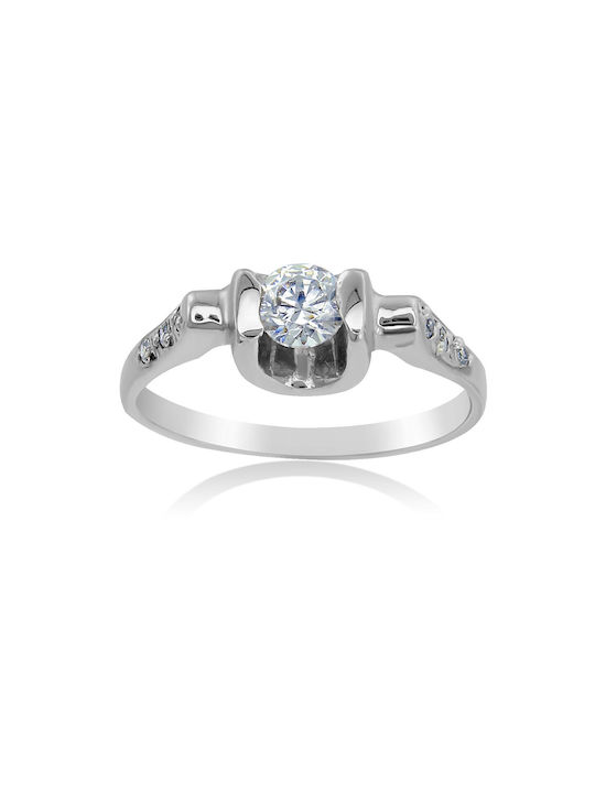 Antwnakakis Single Stone from White Gold 14K